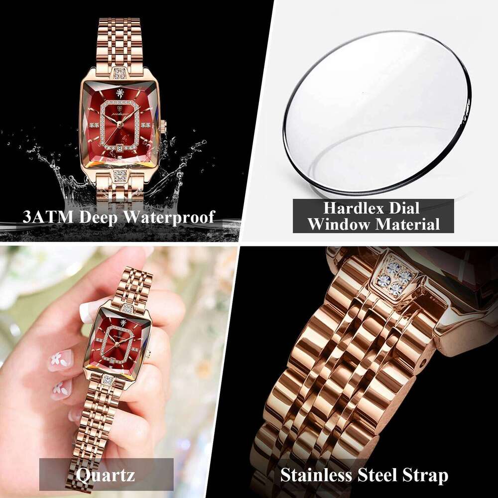Top Elegant Women Wristwatch Waterproof Date Ladies Watch Stainless Steel Rectangle Quartz Women's Watches Female Reloj free shipping