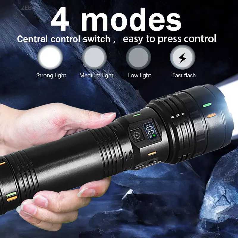 1000000 LM High Power LED Flashlight Most Bright Tactical Flashlight Rechargeable Torch Powerful Long Shot 4000m Lamp for Hunting R250718