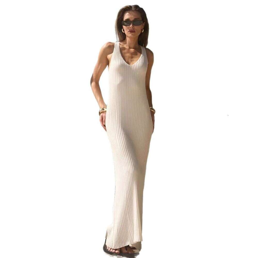 Strap Summer New Wide Shoulder Inner Long Slim Fit Knitted Dress B5