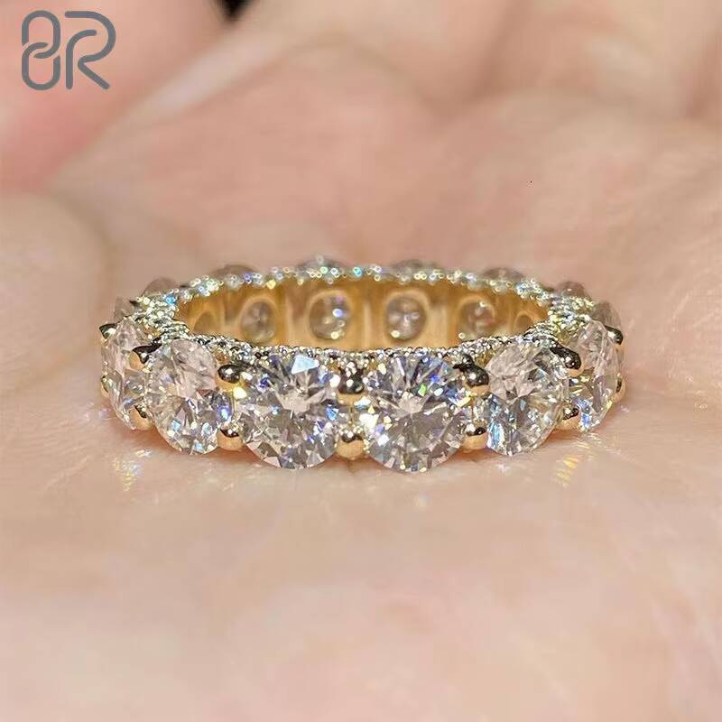 10k 14k 18k Solid Gold Moissanite Engagement Hoop Rings Charm Classic Ice Out Tennis Chain Solid Gold VVS Wedding Rings Women