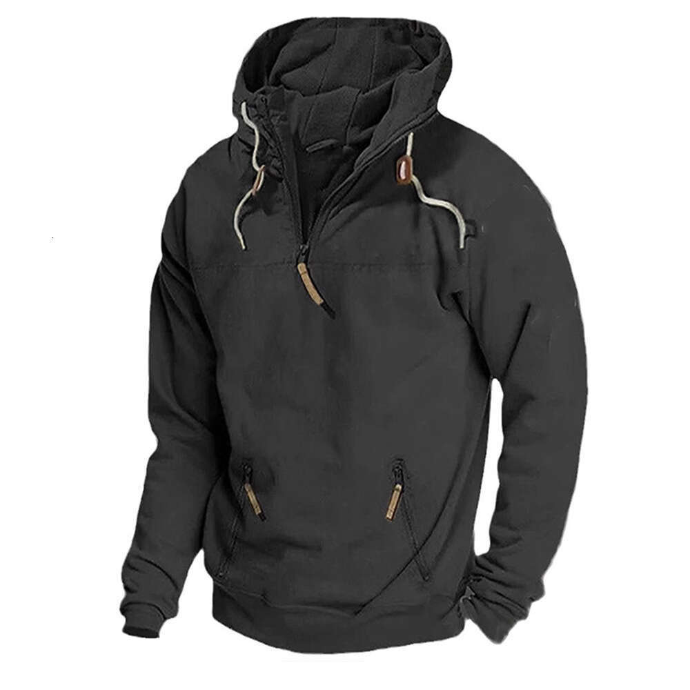 Autumn Winter New Men's Zipper Multi Pocket Hooded Youth Sports Pullover Loose Sweatshirt Jacket B5