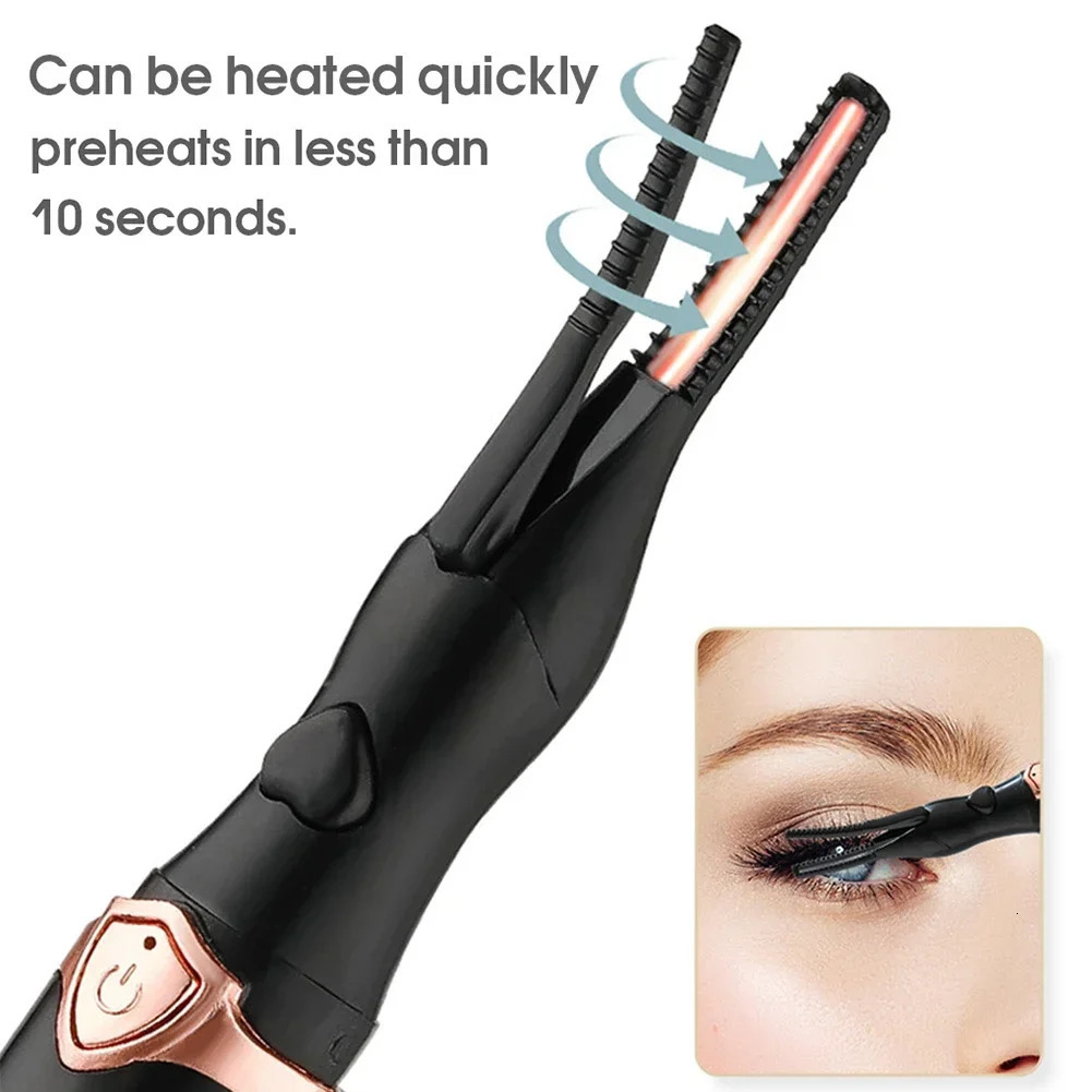 2-in-1 portable heated eyelash curler long-lasting curling comb clip USB power supply 3-speed temperature mode beauty tool 250716