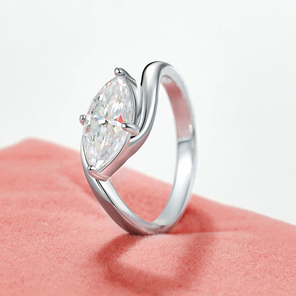 BXINY 1/2CT Marquise Ring S925 Silver 18K Gold Plated for Women Men Solitaire Wedding Band Gift Fine Jewelry with GRA 250712