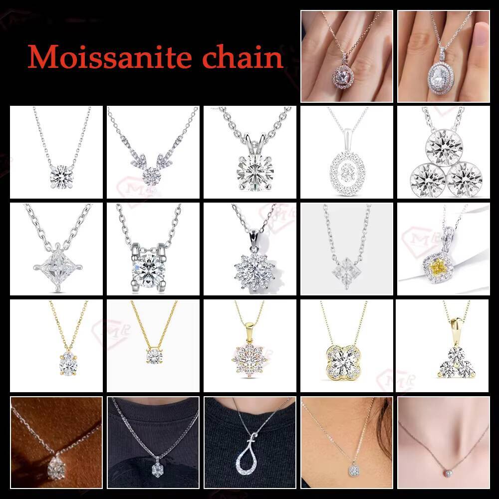 Classic Fine Jewelry Moissanite Necklace Women Oval Cut 14K Gold VVS Diamond Jewelry Moissanite Pendant