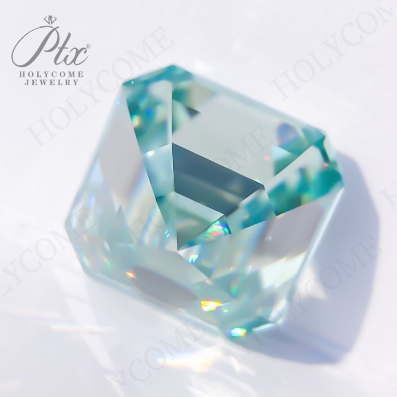 Aqua Blue Primary Color Loose Moissanite Asscher Shapes Brilliant Cut 1ct to 10ct All Sizes Colored Moissanite Gemstones for Jewelry Making