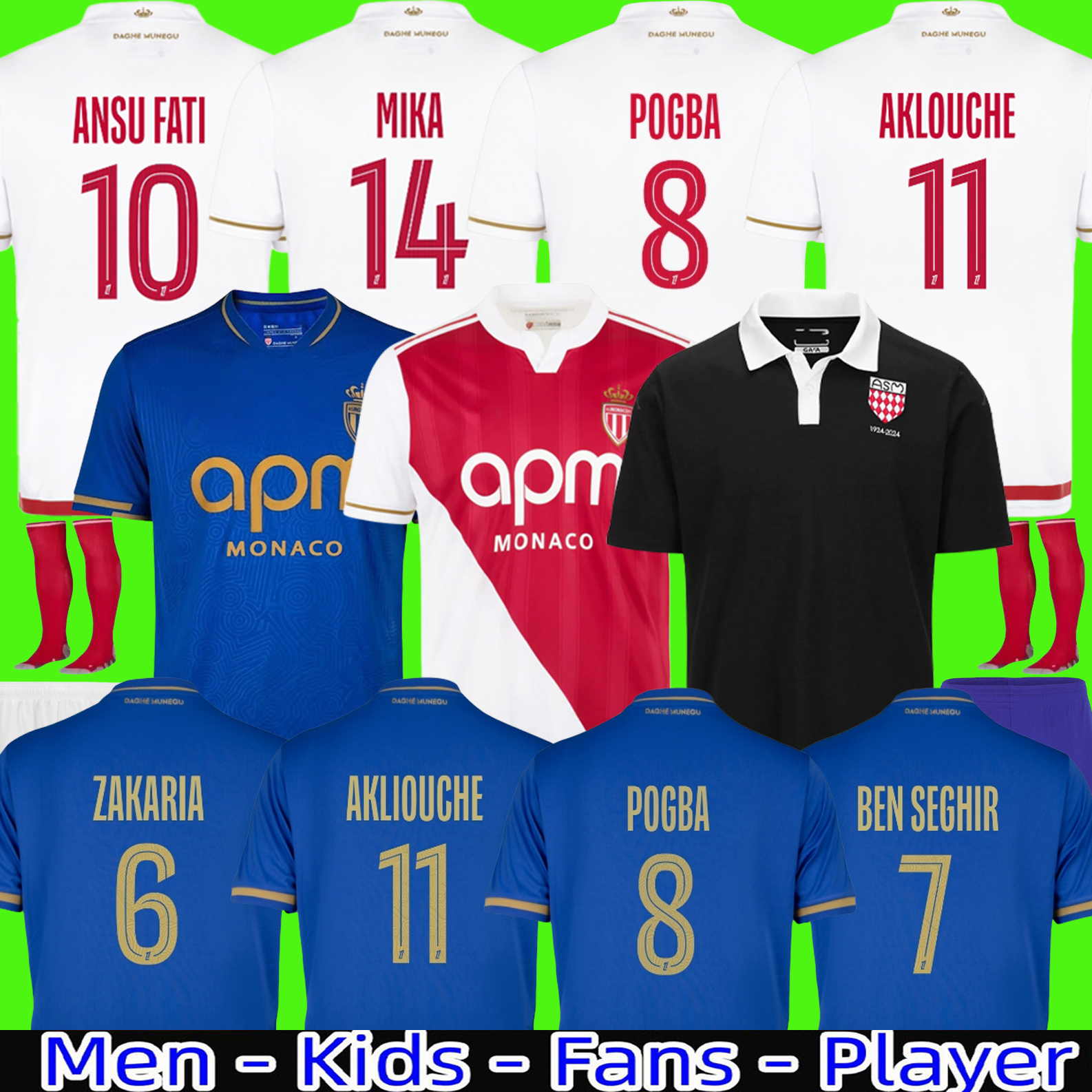 2025 2026 Player AS Monaco Black BEN YEDDER Footbal Jersey MININO LOADU GOLOVIN 24 25 26 maillot de foot BALOGUN EMBOL0 Floatage Men's FOFANA Football Shirt AKLIOUCHE