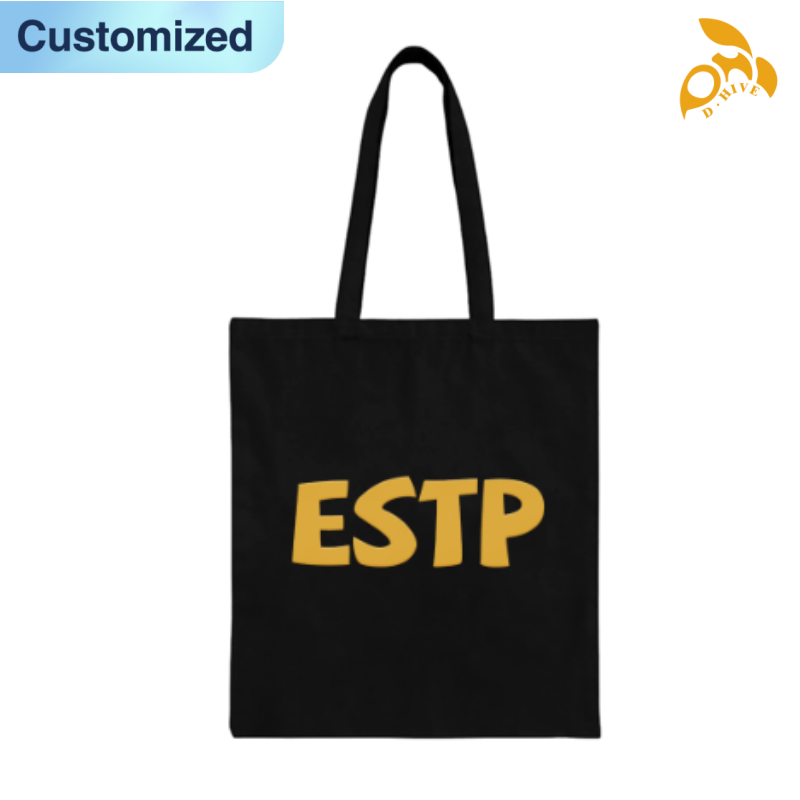 Free shipping trendy designers customize lightweight and high-quality black full-print canvas tote DIY bags