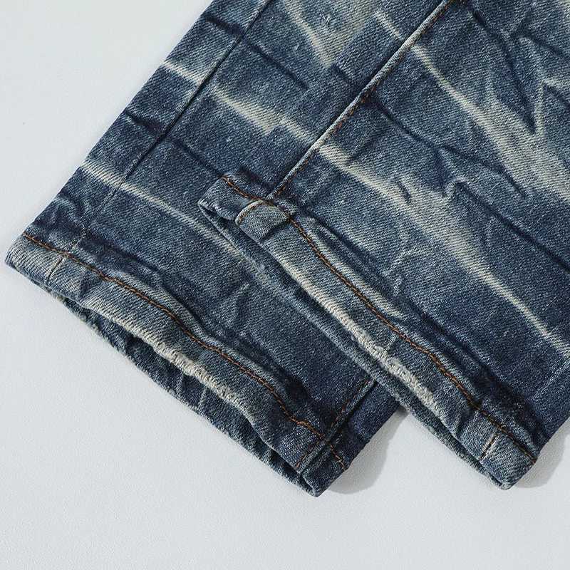 2K Fashion Letter Washed Nostalgic Perforation Patch RETRO Mens Light Blue Jeans High Street Hip Hop Brand Pants Hom X250718