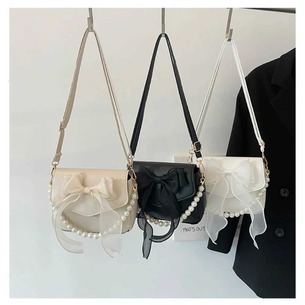 Black Ladies Shoulder Bag Korean Bow-Knot Fi Top-Handle Bag Women Canvas Large Armpit Bag 2024 Designer New Handbags XJ250718