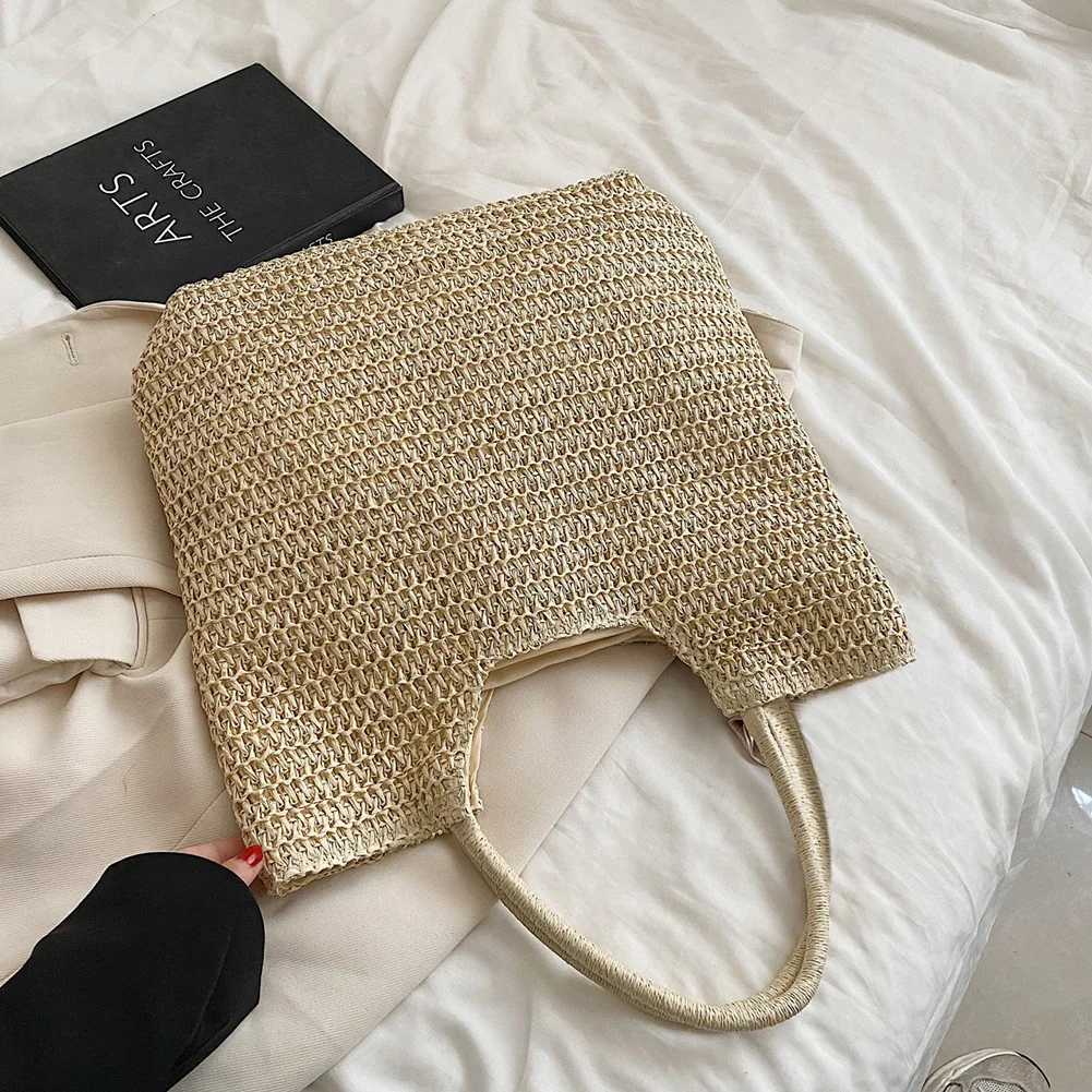 Women Straw Hobo Bag Large Capacity Crochet Beach Handbag Zipper Closure Weaving Travel Handbag Ladies Summer Daily Bag R250717