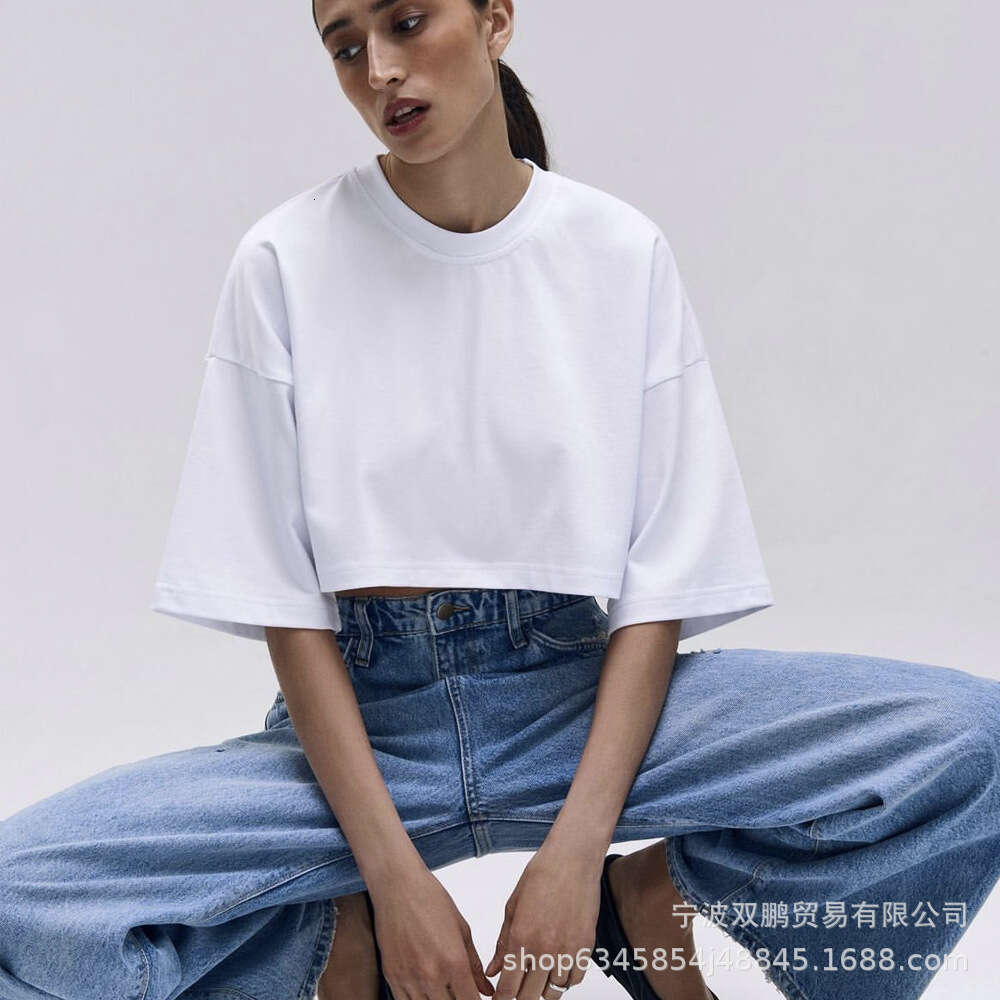 Spring Summer New Solid Color T-Shirt Women Y2k Pure Cotton Short Sleeve Top Hot Girl Style B5