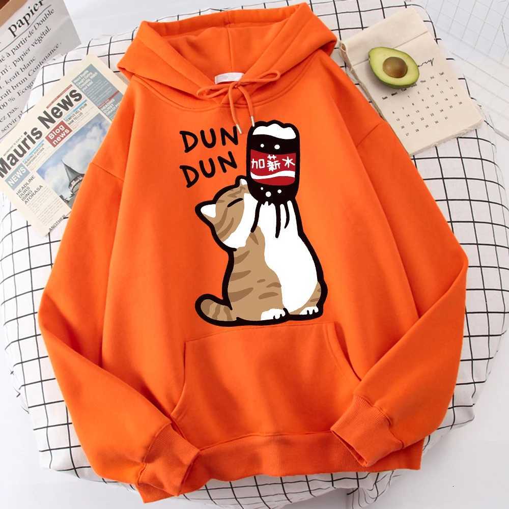 Cartoon Cat Drink Salary Increase Beverages Mens Hooded Jacket Casual Cartoon Hoodies Pleasure Sweatshirts Home Harajuku Tops XJ250714