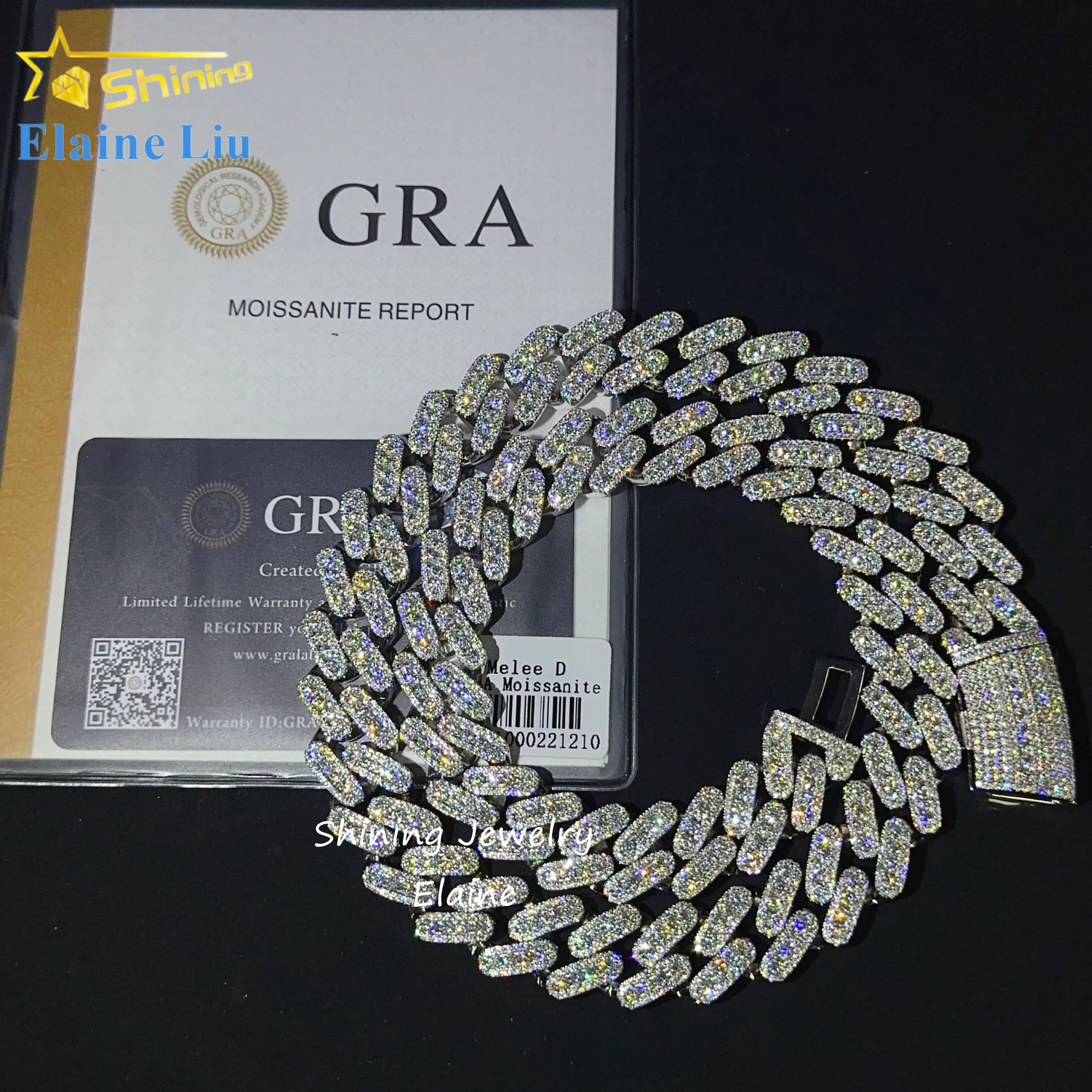 Pass Diamond Tester 925 Sterling Silver Cuban Link Moissanite Diamond Hip Hop Cuban Link Chain