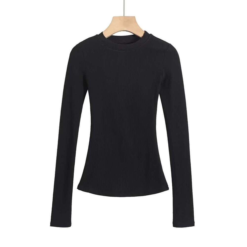 Kardashian Style Hot Girl Sexy Basic Base Shirt Tight T-Shirt Women Long Sleeve Round Neck Slim Top Ins B5