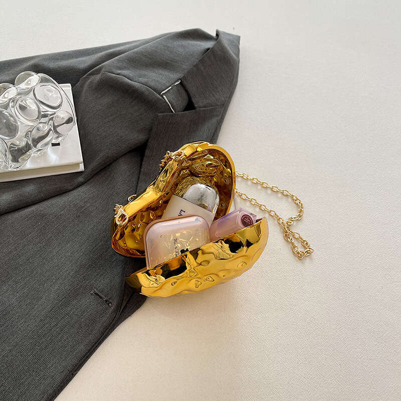 Shiny Heart-Shaped Meteorite Acrylic Ice Crack Box Lipstick Evening Single Shoulder Crossbody Bag