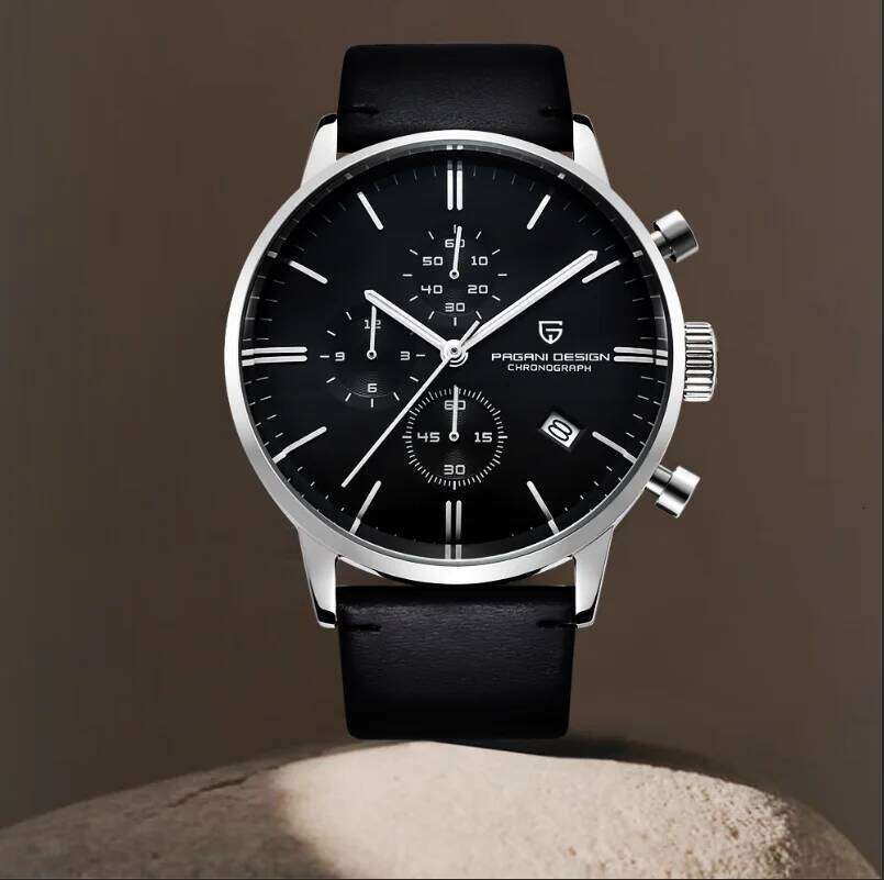 PAGANI DESIGN Top Brand Leather Sports Quartz Men's Automatic Date Watch Waterproof Chronograph VK67 Reloj Hombre free shipping
