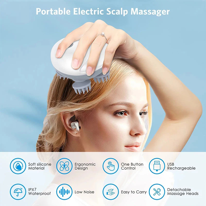 Deep Scalp Massager Head Cleaning Massager Also Suitable for Pets Electric Massage Tool Washable and Portable 250716