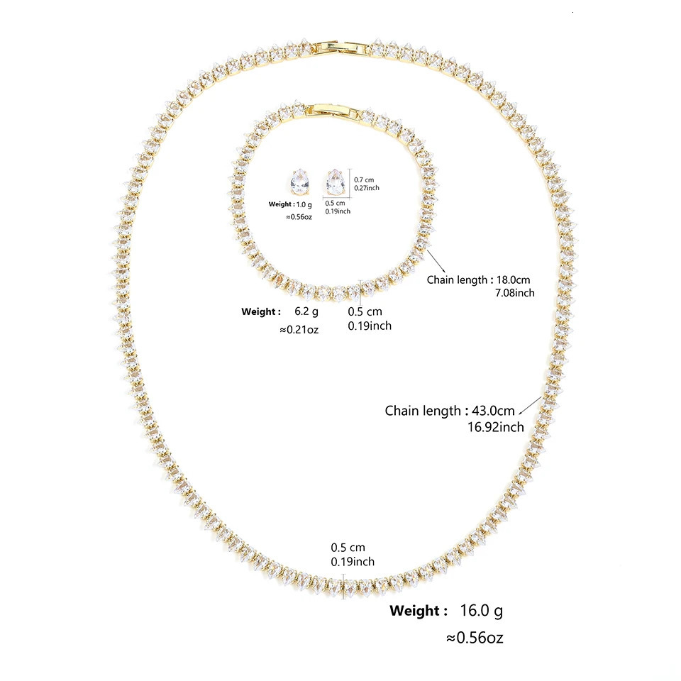 ZAKOL Water Drop Zirconia Jewelry Sets For Women Sparkling Necklace Earrings Bracelet Bridal Wedding Party Jewelry Sets 250715