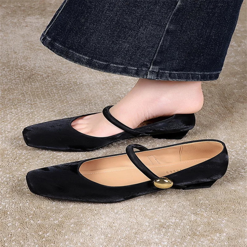 Nev SpringAutumn Women Pumps Square Toe Chunky Heel Shoes Split Leather for Elegant High Heels 2CM 250717