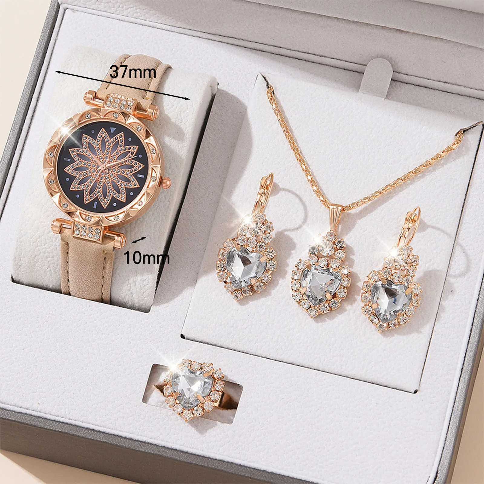 100% Authentic Brand New Watches Set Watches Set Gifts for Women Crystal Bling Wristwatch Jewelry Kit Gift for M Wife Girlfriend X250718