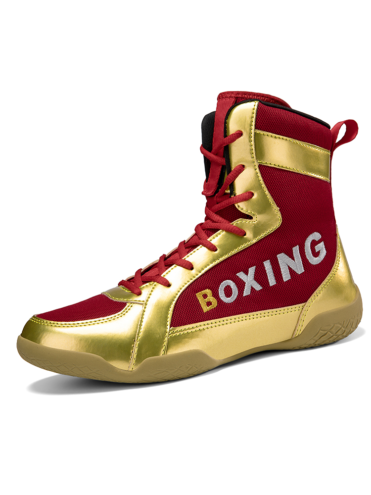Boxing shoes, wrestling shoes, high-top fighting martial arts training shoes, long boots, fitness Sanda shoes, shock-absorbing, breathable and non-sli