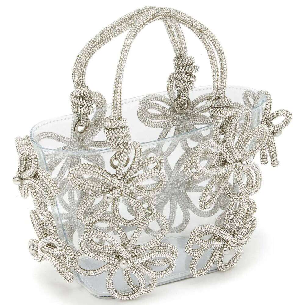 Designer Bags Flower Rhinestone Handbag Evening Bags For Women Transparent Designer Crystal Clutch Purses Handbag Ladies Wedding Party Luxury Bag
