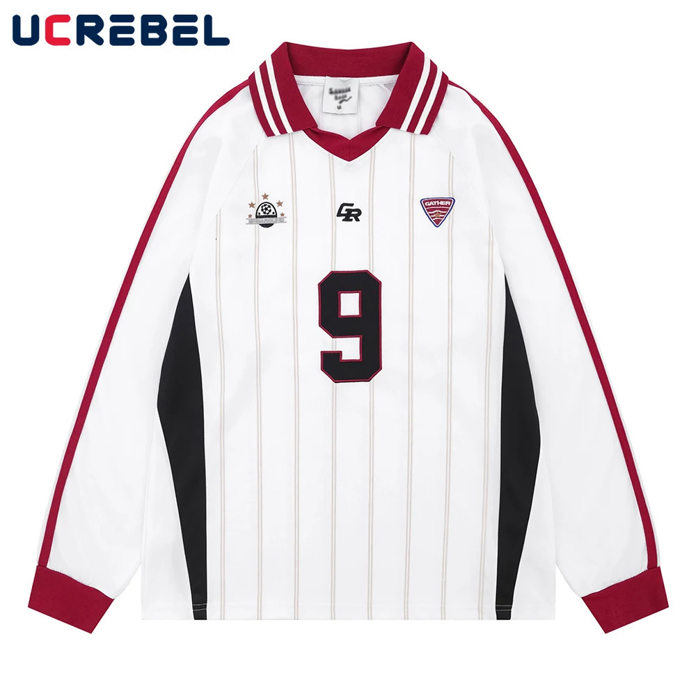 Contrast Paneled Polo Shirts Mens Print Letter Embroidery Autumn High Street Loose Long Sleeve Tee Men 250716