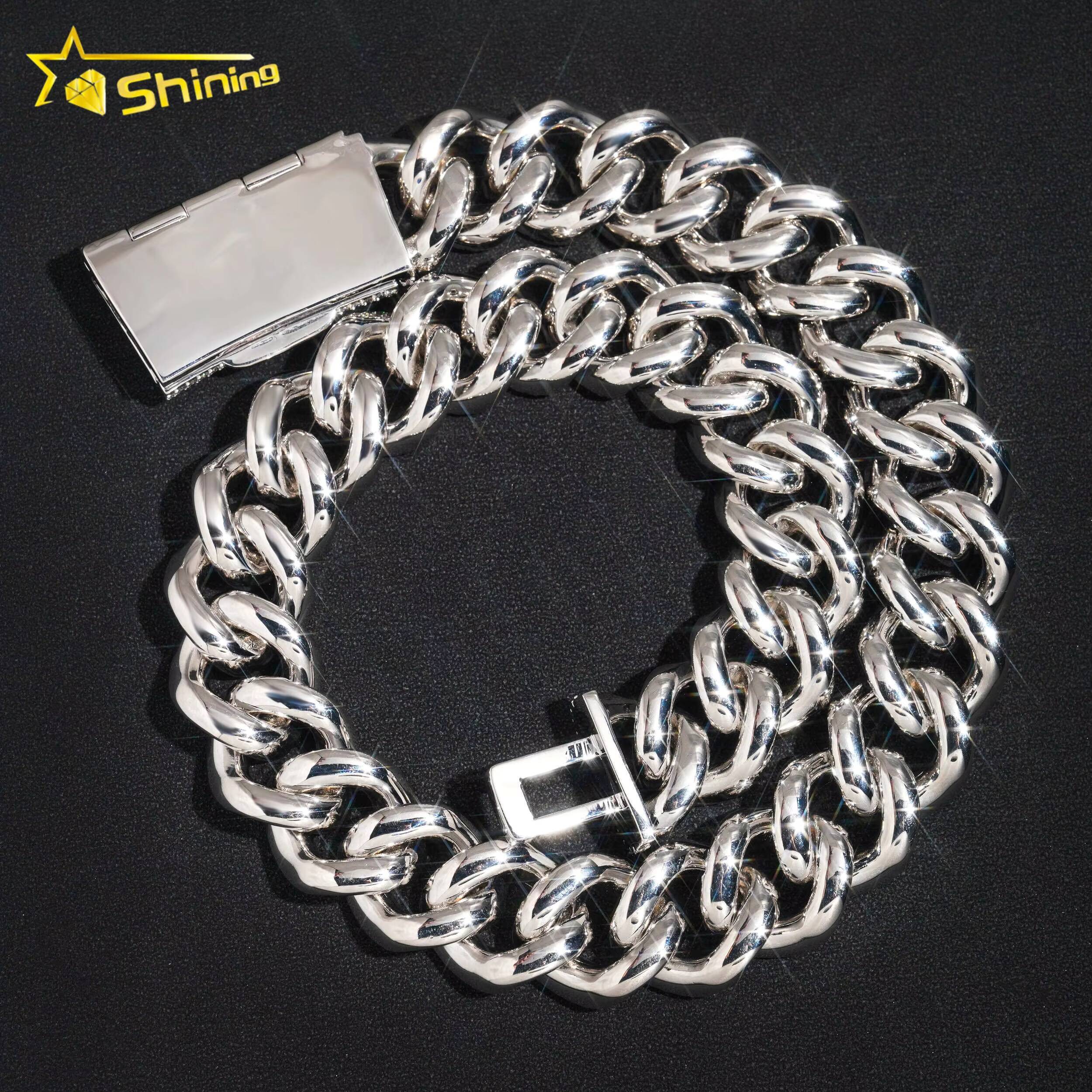 High Quality Rapper Big Heavy Solid 925 Silver 22MM Moissanite Diamond Hip Hop Iced Out Cuban Link Chain