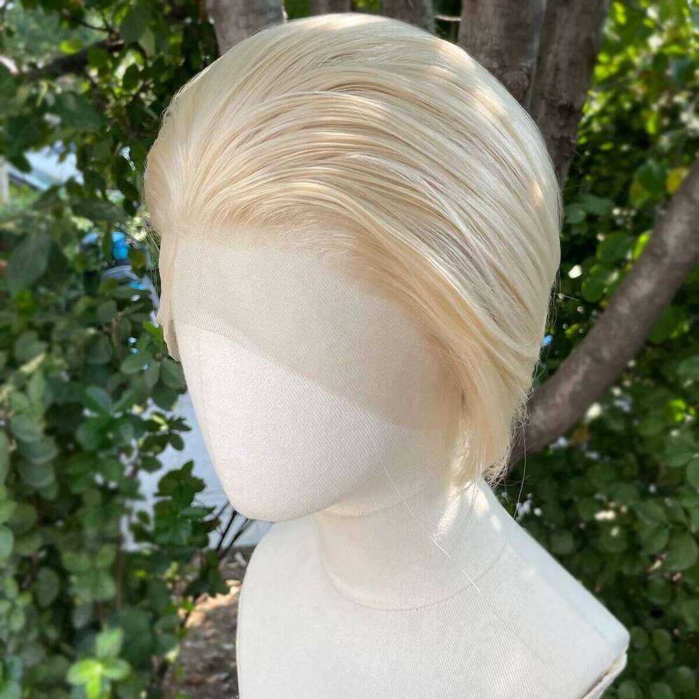 Blonde Men Short Bob Cut Synthetic Hair 13X4 Lace Front Wigs For Women Free Part Natural Hairline 150%