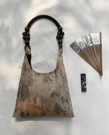 Vintage Tote Hasp SOFT Wood Beads High-Capacity Shoulder Handbag Women Bags