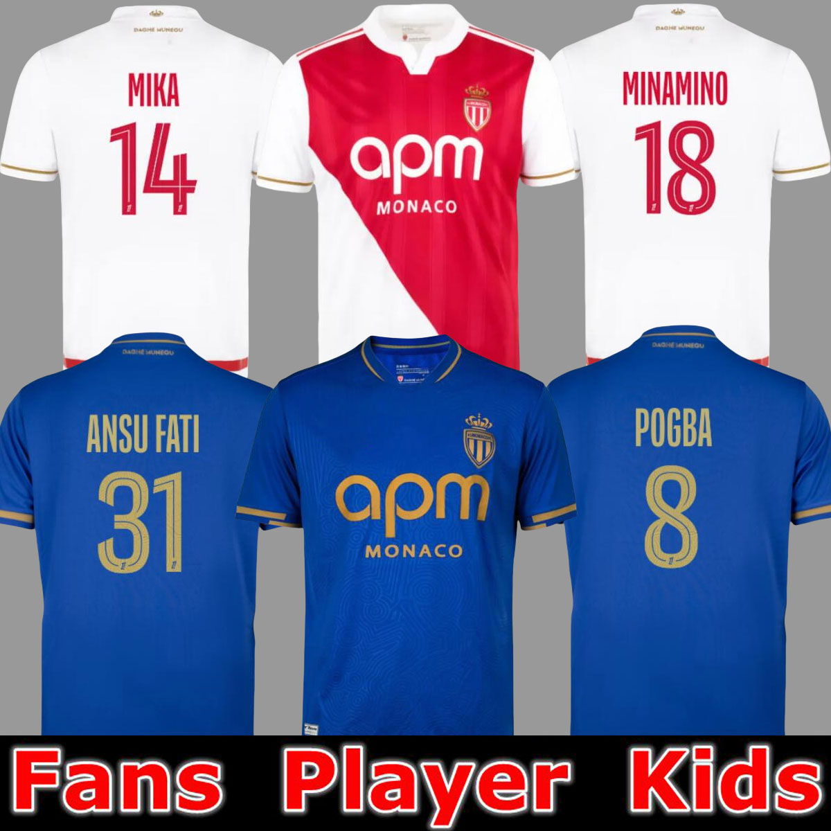 25 26 Soccer Jerseys as Monaco Ben pogba 8 Yedder Boadu Embolo Fofana Minamino GolovinKit Foot Training 2025 2026 Football Shirt Home men Centennial Survetement