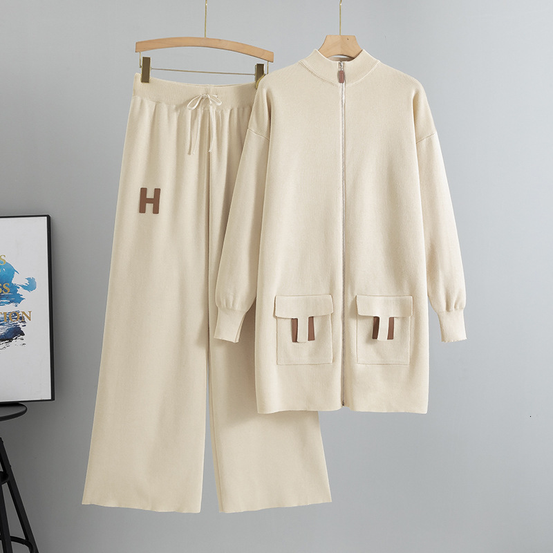 Elegant Fashion Casual Little Elegant Style Set Mid-Length Knitted Cardigan Pants Two-Piece Set for Women Spring and Autumn 250718