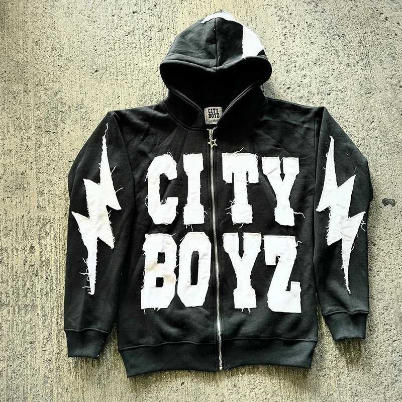 Mens Clothing Streetwear Patchwork Graphic Letter Hoodies Y2k Top Oversized Zip Up Hoodies Harajuku Sweatshirt Goth Mens Clothing X250718