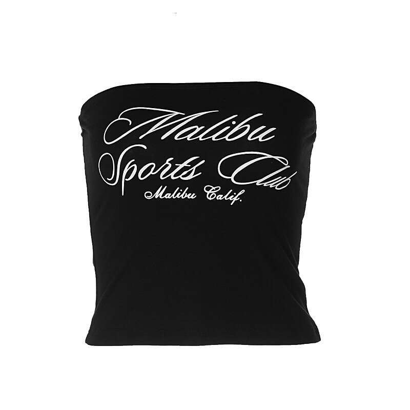 Spring Summer Women's New American Style Hot Girl Letter Print Ultra Short Tube Crop Top Vest B5