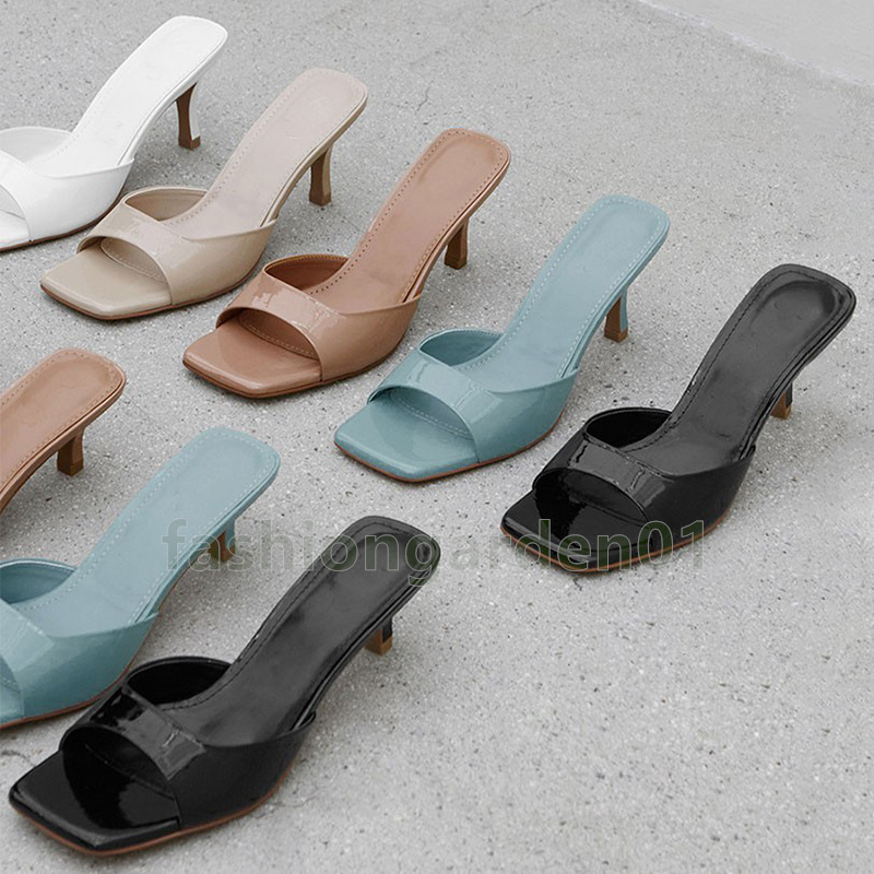 designer sandals high heel luxury patent leather sandal summer fashion sandale casual daily walk comfort mid-heel womens sandals