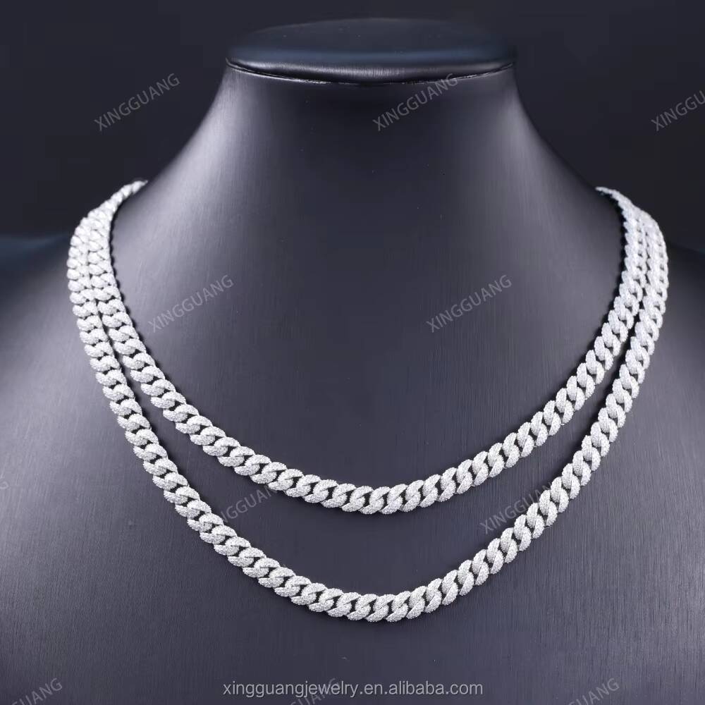 Fashion Chain 6mm Wide 18k Gold S925 Sterling Silver Pass the Diamond Tester Moissanite Diamond Cuban Link Chain