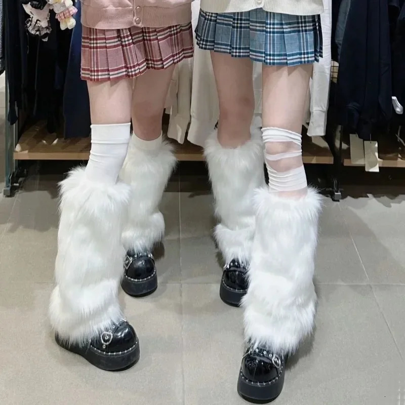 12pairs Y2K Spicy Girls Rabbit Fur Grass Leg Covers Plush Thickened Velvet Subcultural Tubing Stacked Furry Leg 250717
