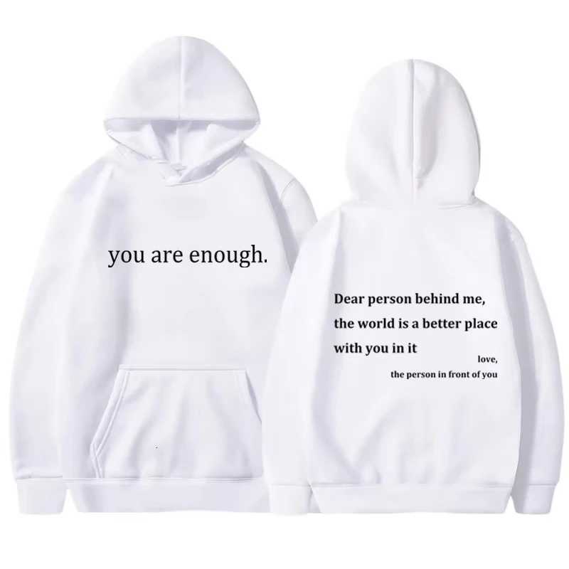 New You Are Enough Print Hoody Autumn Casual Sportswear Plus Fleece Elastic Tops Pullover Mens Hoodies Streetwear Sweatshirts X250718