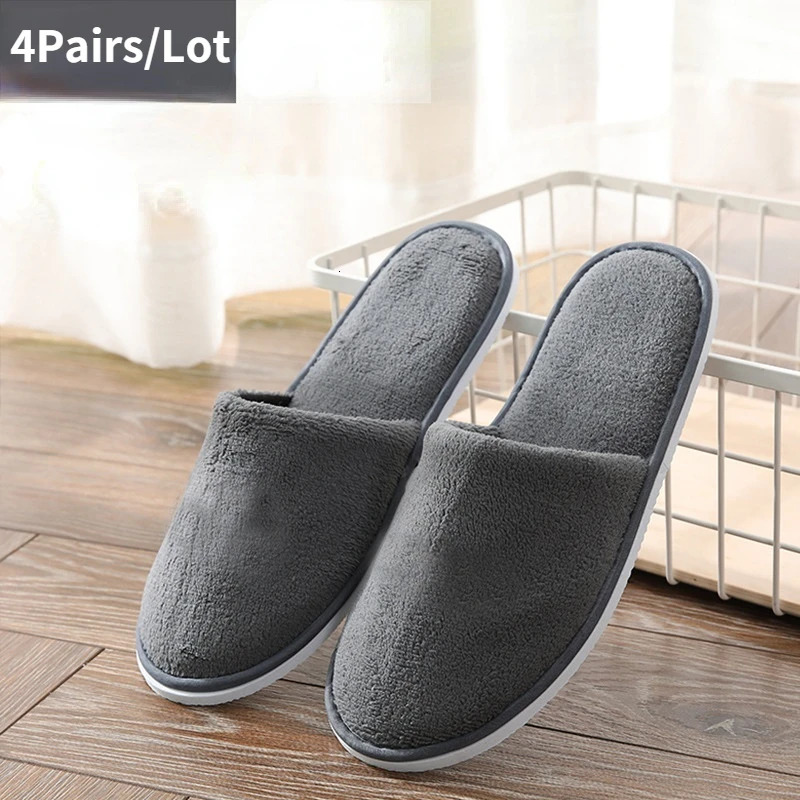 4 PairsLot Mix Colors Coral fleece Men Women Disposable el Slippers Cotton Slides Home Travel SPA Slipper Hospitality 250717
