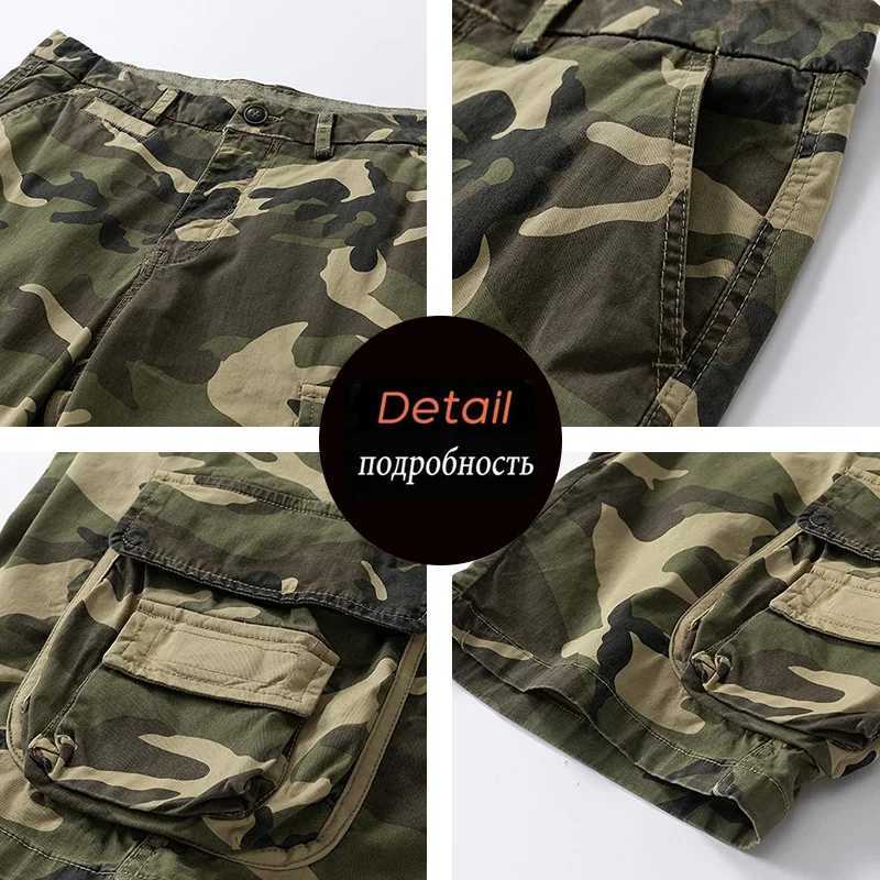 Summer Men Cotton Camouflage Cargo Shorts Men Jogger Casual Beach Shorts Men Bermuda Multi Pocket Work Safari Short Pants Trouser W250718