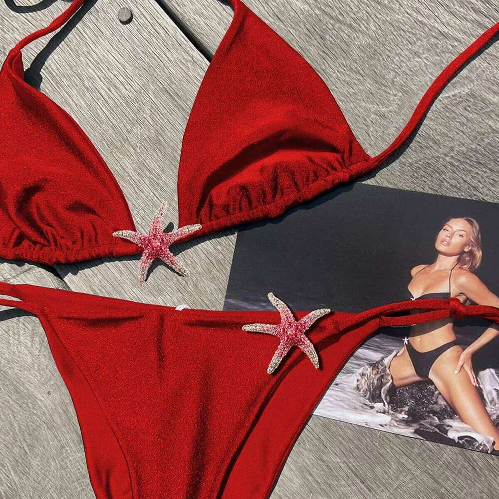 Sexy Bikini 2025 Swimsuit Women Swimwear Halter Bikinis Set Push Up Bathing Solid Swimming Suit Biquini Female