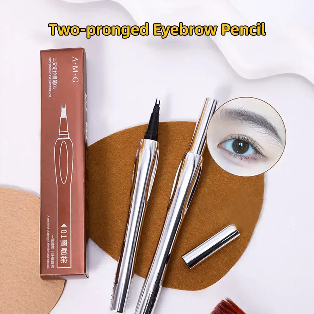 Ultra-fine 2 Point Silver Eyebrow Pen Liquid Wild Eyebrow Tattoo Waterproof 2 Fork Silkworm Brow Pen Easy To Grip Eye Makeup 250712