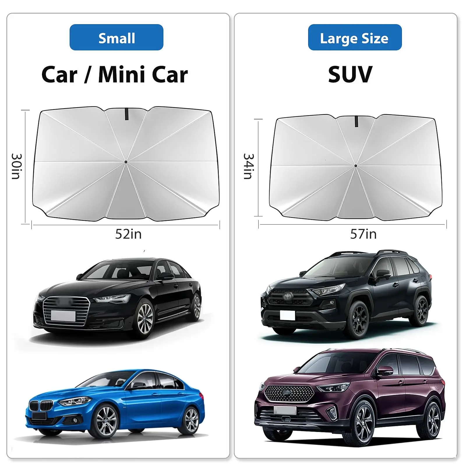 Car Umbrella Sunshade Windshield Front Cover Window Foldable Sun Shade Block Heat Portable Bent Parasol Auto Curved Model Shades 250715