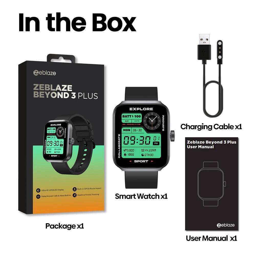New Zeblaze Beyond 3 Plus GPS Smart Watch 1.78'' AMOLED Display Built-in Alexa Make/Receive Phone Calls 3ATM Smartwatch free shipping