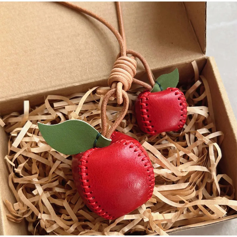 Lambskin Leather Handmade Hipster London Bus Cartoon Omnibus Croissant Original Pure Handmade Pumpkin Key Pendant Gift Customization 250717