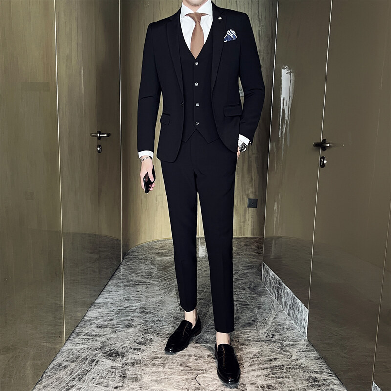H802Men's three-piece suit business slim casual wedding dress groom suit