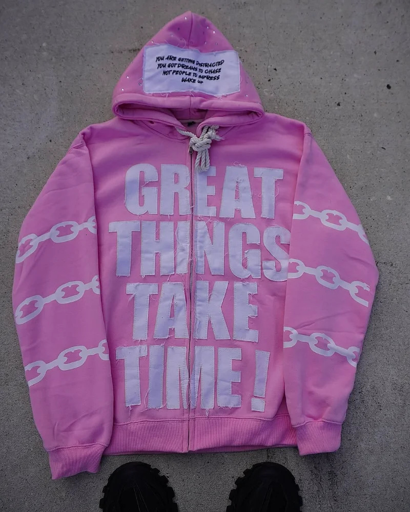 Punk Gothic original fashion men coat Y2K Alphabet patchwork Zipper hoodie Hip hop trend oversized sweatshirt 250716