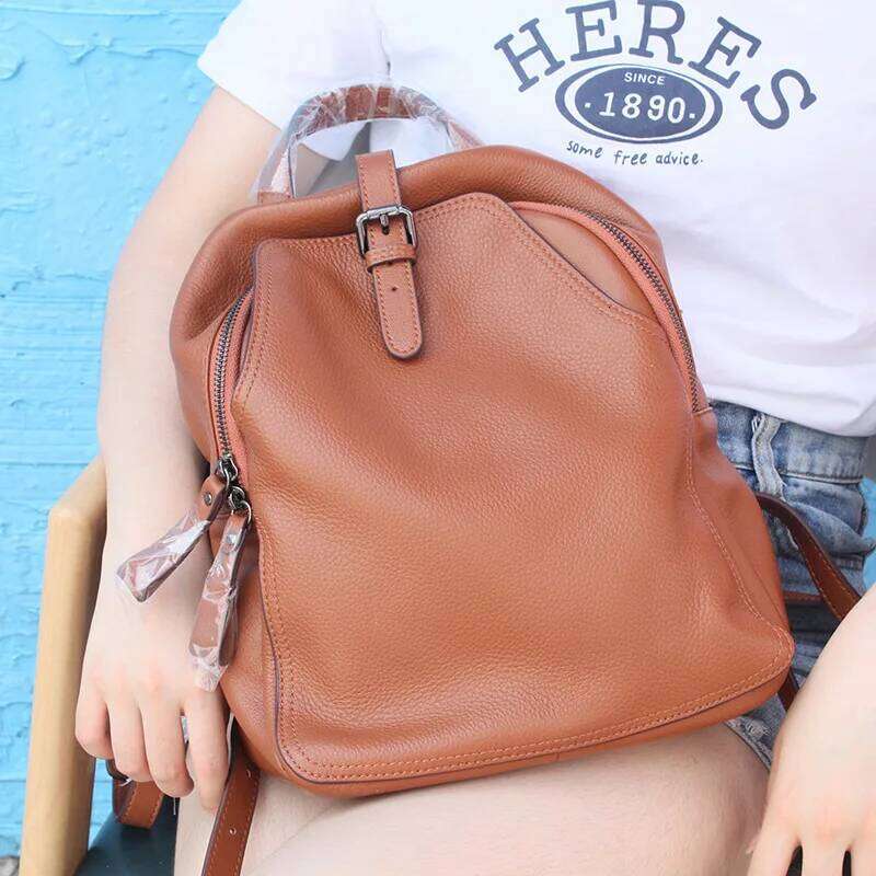 Genuine Leather HOT SALE Anti Theft Big Design Backpacks Women High Quality Travel Backpack with Purse