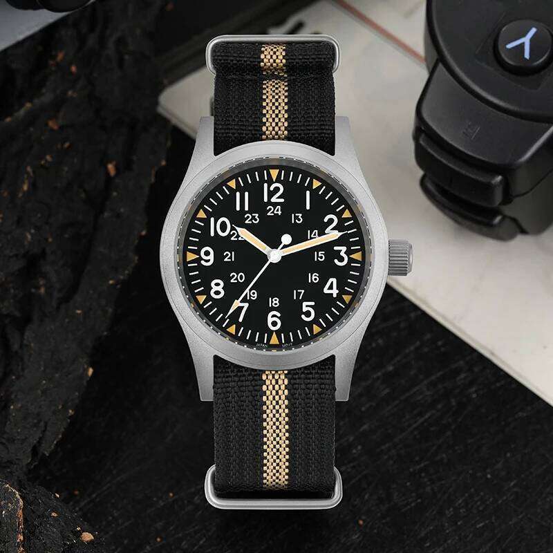 Militado ML05 38mm Military Field Watch VH31 Sweep Quartz Movement Domed Sapphire Crystal Waterproof 100M Super Luminous Watches free shipping