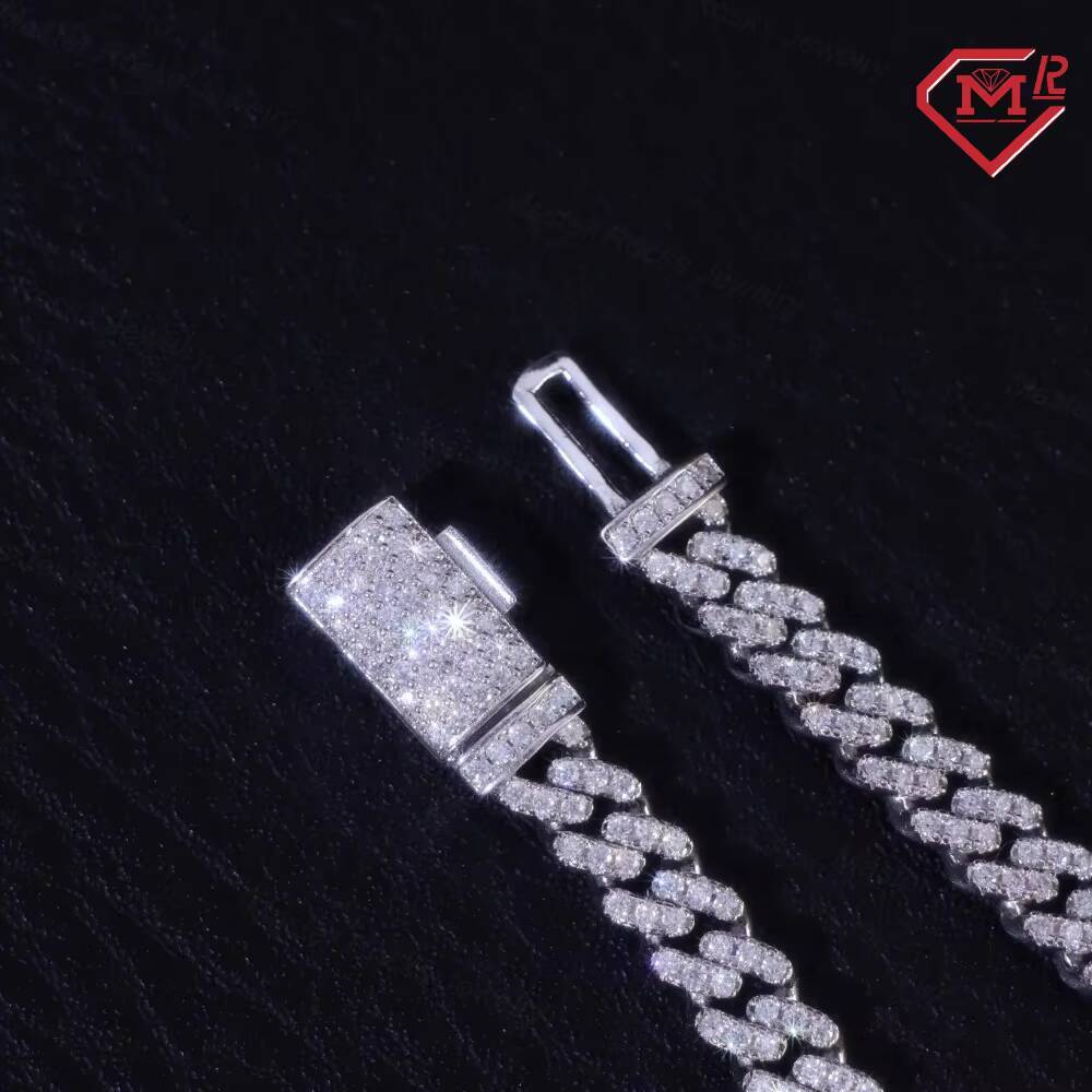 Hiphop Cuban Link Chain Custom Miami 1 Rows S925 6MM Vvs Iced Out Cuban Link Chain Moissanite